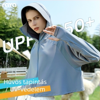 Női UV-védő kendőkabát kapucnival, Ice Silk anyag, nylon, legfeljebb 10% elasztán, lélegző nyárra