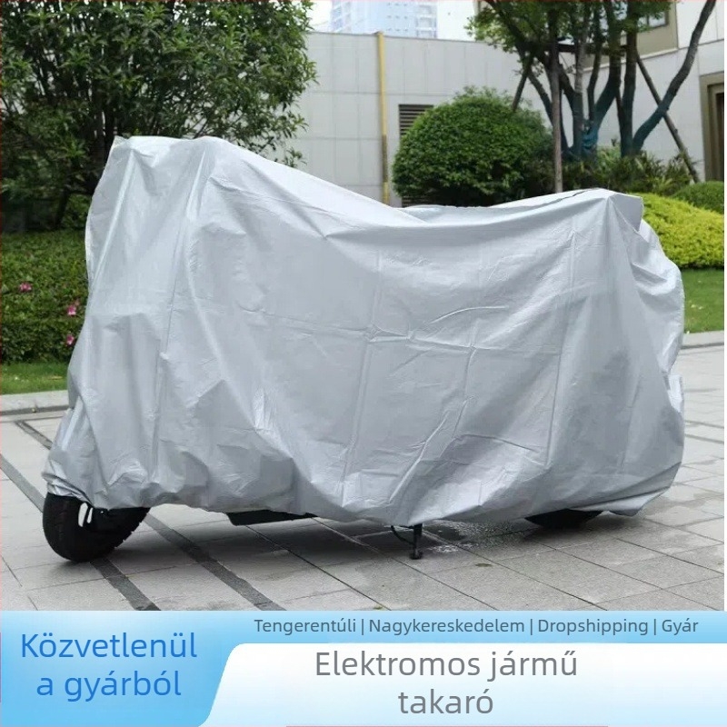 Universális motorkerékpár takaró – eső- és porvédelem, fekete-szürke, szennyeződésálló, UV-védelem elektromos járművekhez.