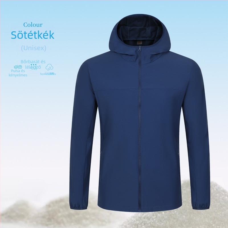 Kültéri szélvédő dzseki kapucnival, uniszex, UV-védelem 99, nylon anyag, ultra-könnyű és lélegző