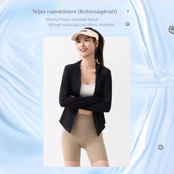 Nylon Slim-Fit hosszú ujjú felső UPF50+, cipzárral