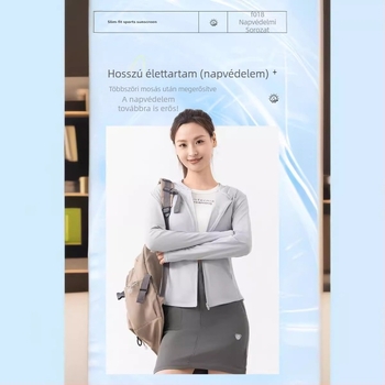 Nylon Slim-Fit hosszú ujjú felső UPF50+, cipzárral