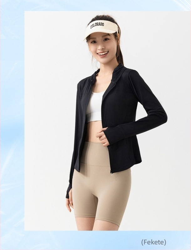 Nylon Slim-Fit hosszú ujjú felső UPF50+, cipzárral
