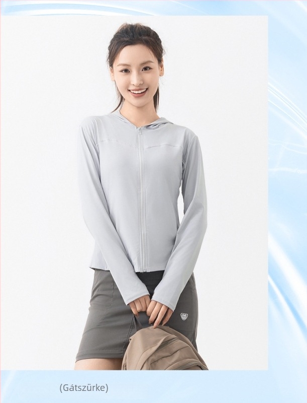 Nylon Slim-Fit hosszú ujjú felső UPF50+, cipzárral
