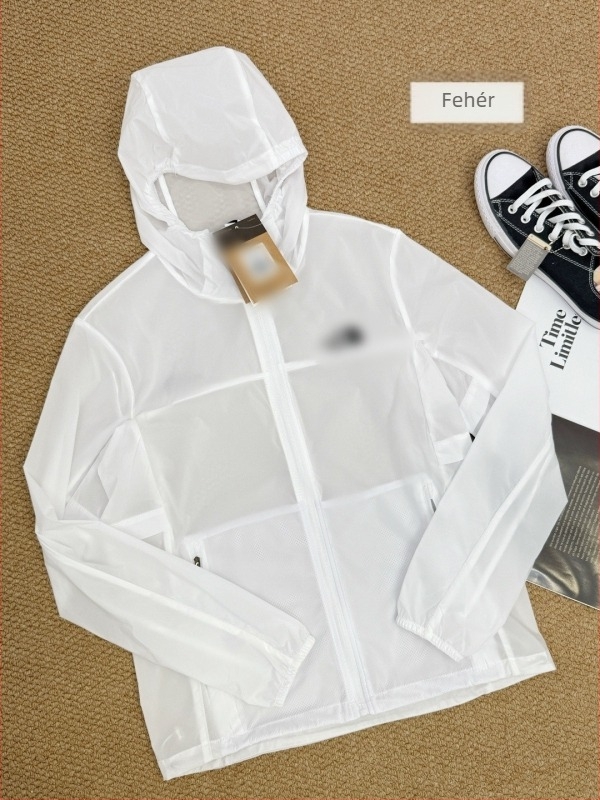 Férfi kapucnis sportkabát, Ice Silk anyag, nylon keverék, UV védelem, oldalsó zsebek
