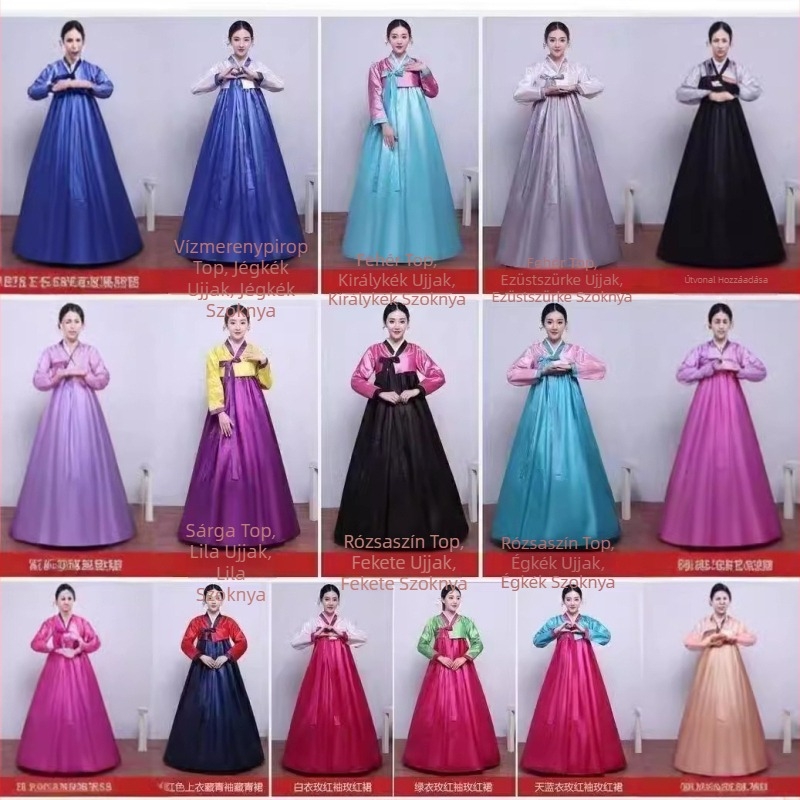 Női Hanbok Da Chang Jin ihletésével tánc előadásokhoz, hagyományos koreai női ruházat, korszerűsített