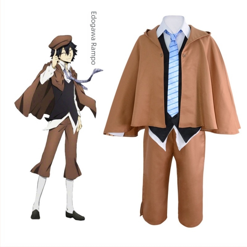 Cosplay készlet a Bungo Stray Dogshoz: Akiko Yosano, Osamu Dazai, Chuuya Nakahara — uniszex, színpadi ruházat, poliészter 70–80% szintetikus rostból