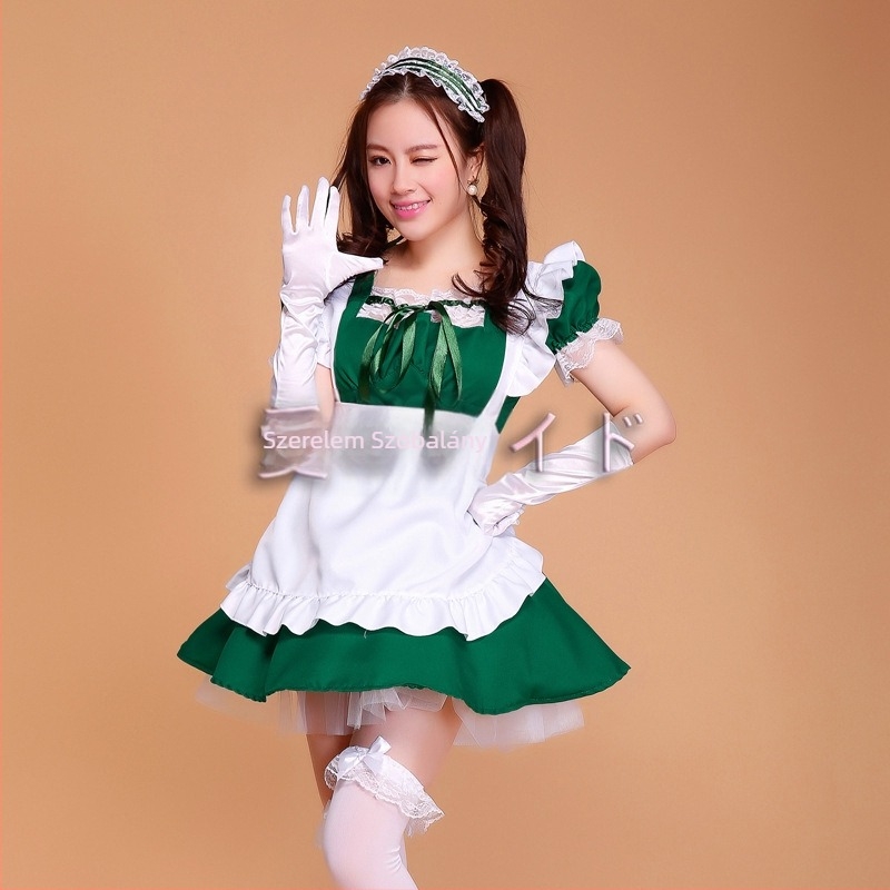 Maid cosplay kosztüm nőknek, poliészter anyag, gallér nélküli, ideális anime játékos szerepjátékhoz, 18–24 éveseknek.
