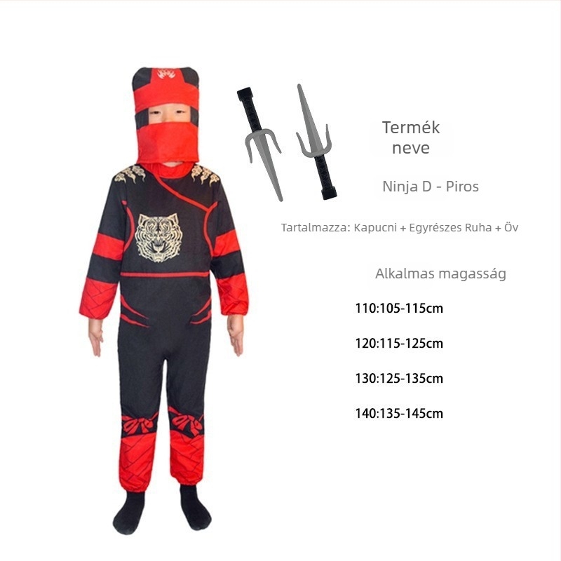 Hongxuan gyermekeknek Halloween jelmez: japán szamuráj ninja szerepjátékhoz és cosplayhez, poliészter 95%+, uniszex, 2025 tavaszán megjelenés