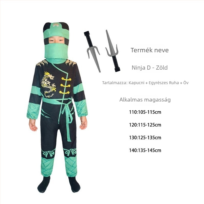 Hongxuan gyermekeknek Halloween jelmez: japán szamuráj ninja szerepjátékhoz és cosplayhez, poliészter 95%+, uniszex, 2025 tavaszán megjelenés