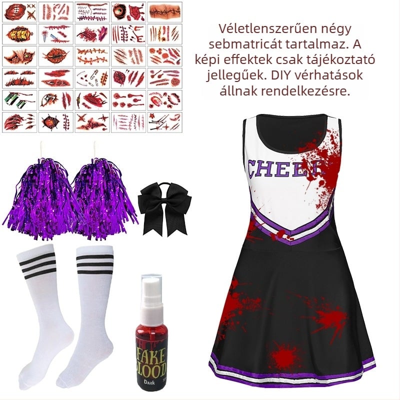 Vesice ujjatlan jelmez Halloween-stílusú színpadi előadáshoz – komplett készlet, tej-selyem anyag