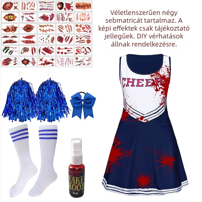 Vesice ujjatlan jelmez Halloween-stílusú színpadi előadáshoz – komplett készlet, tej-selyem anyag