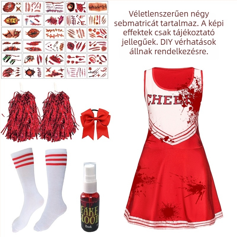 Vesice ujjatlan jelmez Halloween-stílusú színpadi előadáshoz – komplett készlet, tej-selyem anyag