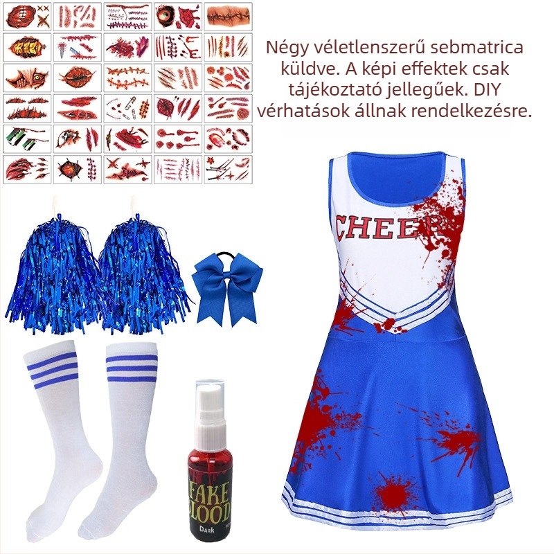 Vesice ujjatlan jelmez Halloween-stílusú színpadi előadáshoz – komplett készlet, tej-selyem anyag