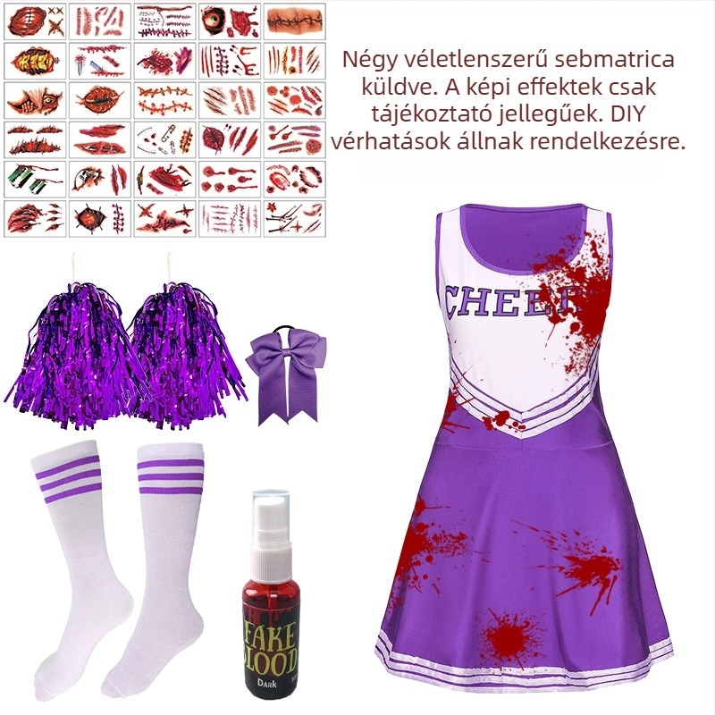 Vesice ujjatlan jelmez Halloween-stílusú színpadi előadáshoz – komplett készlet, tej-selyem anyag
