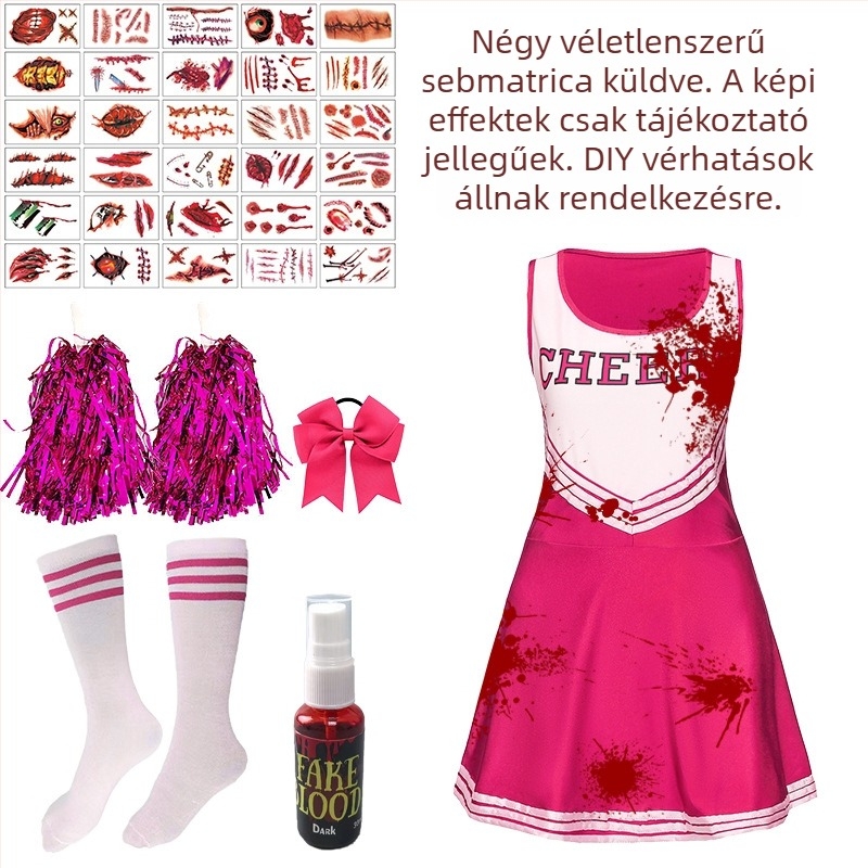 Vesice ujjatlan jelmez Halloween-stílusú színpadi előadáshoz – komplett készlet, tej-selyem anyag