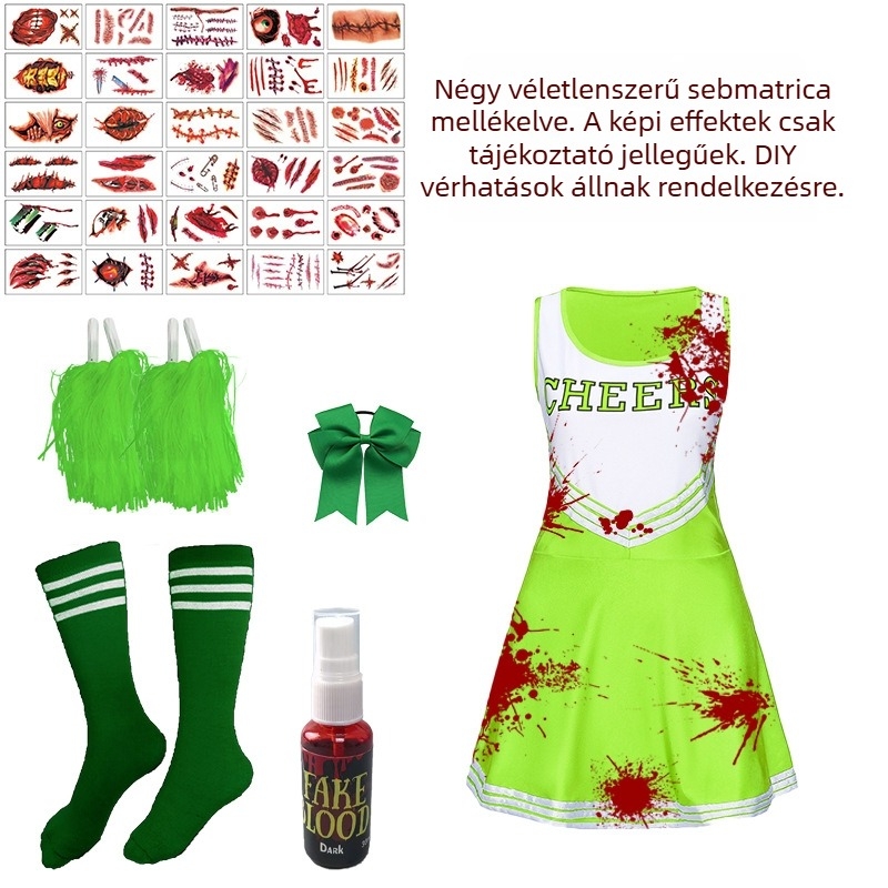 Vesice ujjatlan jelmez Halloween-stílusú színpadi előadáshoz – komplett készlet, tej-selyem anyag