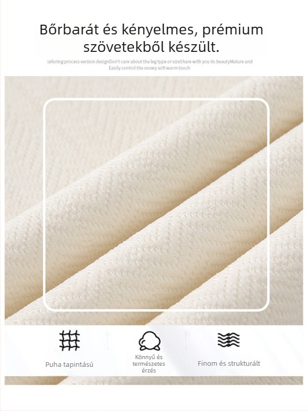 Női Chenille nadrág herringbone mintával, széles szárú, magas derék, fleece bélés, téli casual