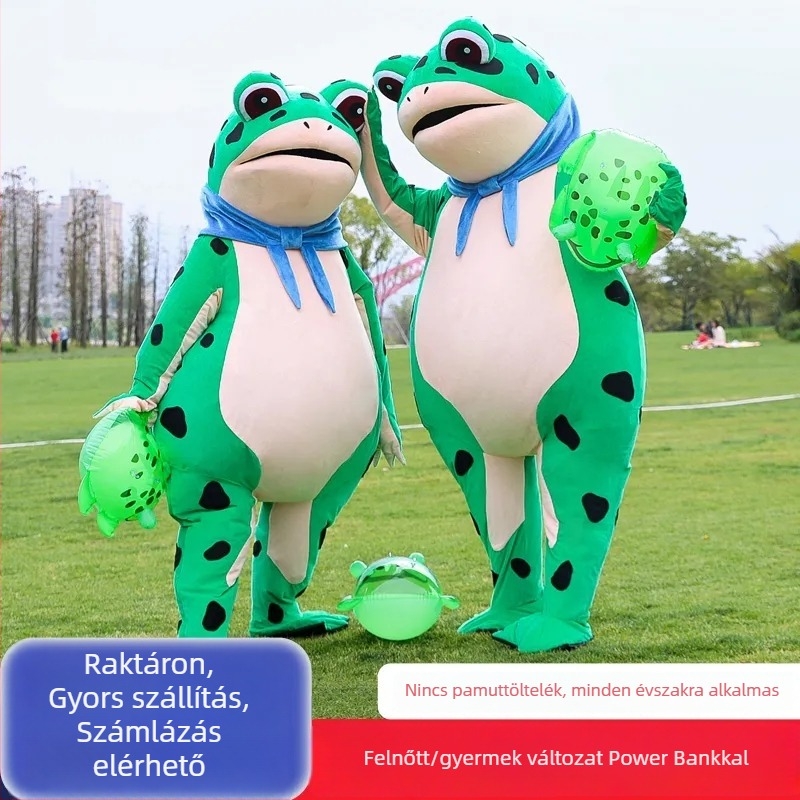 Felfújható béka maszkos jelmez felnőtteknek és gyerekeknek, rajzfilmszerű stílusban, uniszex