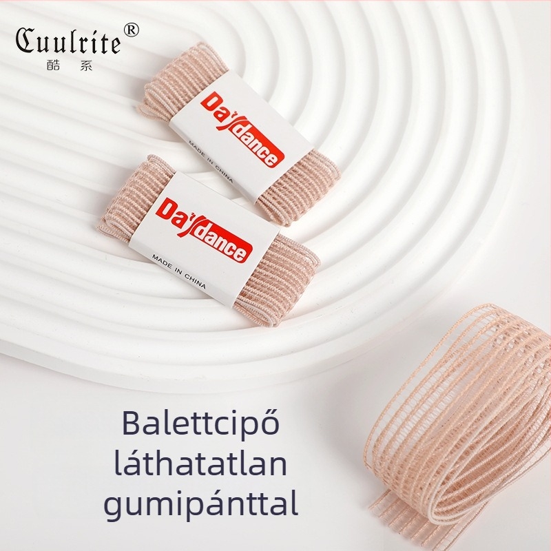 Baletticipők tánchoz, láthatatlan pántokkal, professzionális pointe cipők, megerősített elasztikus pántok, 35 cm hosszú pánt