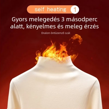 Női Slim-Fit hosszú ujjú felső pamut-poliészter keverékből, fél-turtleneck gallér – 2024 téli kollekció