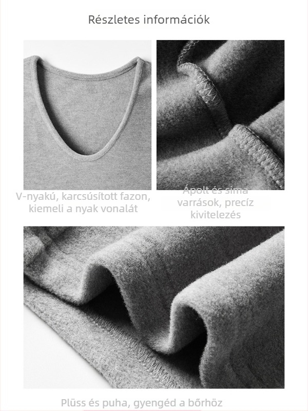 Fleece-beléssel bélelt V-nyakú hosszú ujjú felső, lazán szabott, sokoldalú a rétegzéshez vagy külső ruházatként, minimalist és elegáns megjelenés