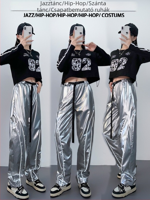 K-pop lánycsoportos jazz tánc jelmez előadásra, koreai stílus, pamut (>95%), poliészter (<30%), nyomtatás, tavasz 2025