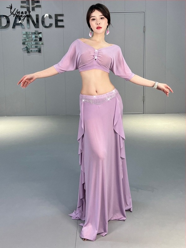 Belly dance ruházat nőknek – hálós anyagú, nylonból készült, csoportos osztályos uniforma