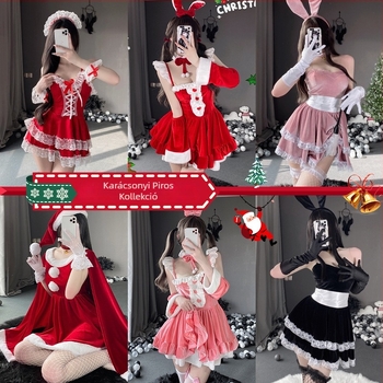 Karácsonyi szexi cseléd egyenruha cosplay színpadi jelmez