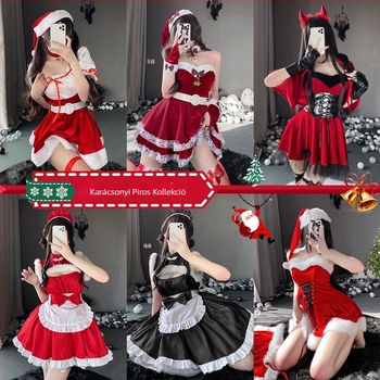 Karácsonyi szexi cseléd egyenruha cosplay színpadi jelmez