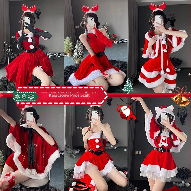 Karácsonyi szexi cseléd egyenruha cosplay színpadi jelmez