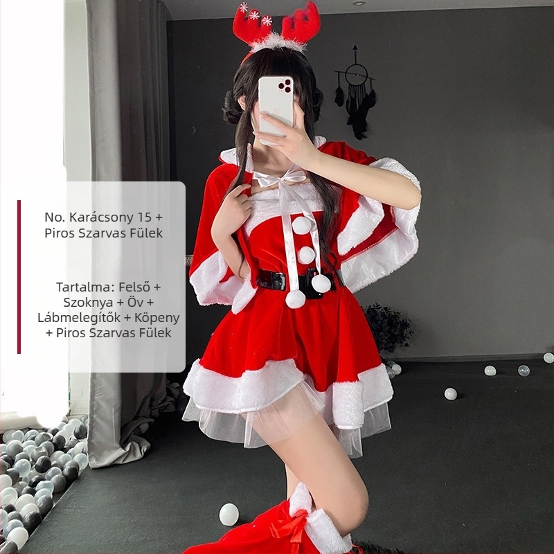 Karácsonyi szexi cseléd egyenruha cosplay színpadi jelmez