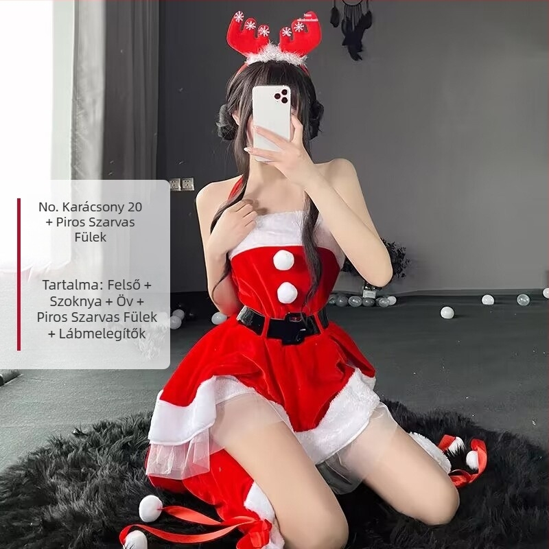 Karácsonyi szexi cseléd egyenruha cosplay színpadi jelmez