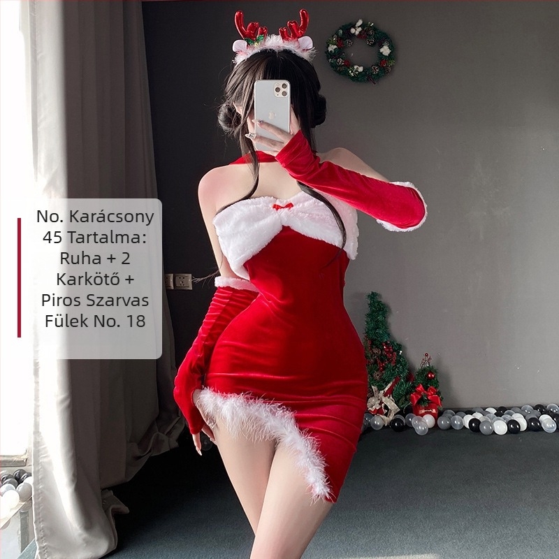 Karácsonyi szexi cseléd egyenruha cosplay színpadi jelmez