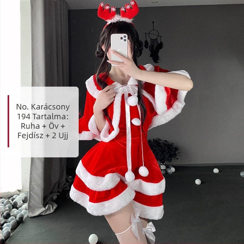 Karácsonyi szexi cseléd egyenruha cosplay színpadi jelmez