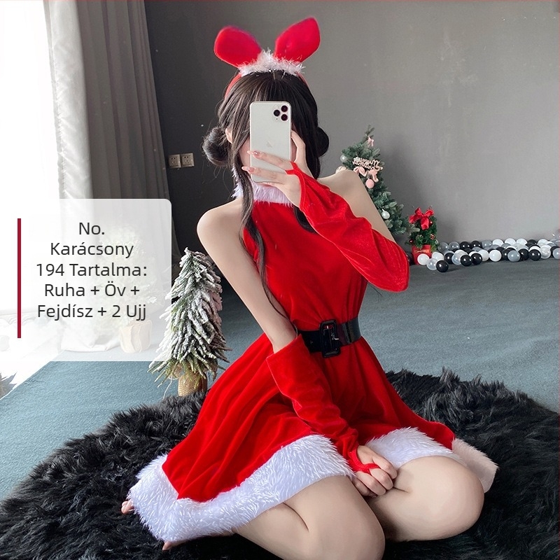 Karácsonyi szexi cseléd egyenruha cosplay színpadi jelmez