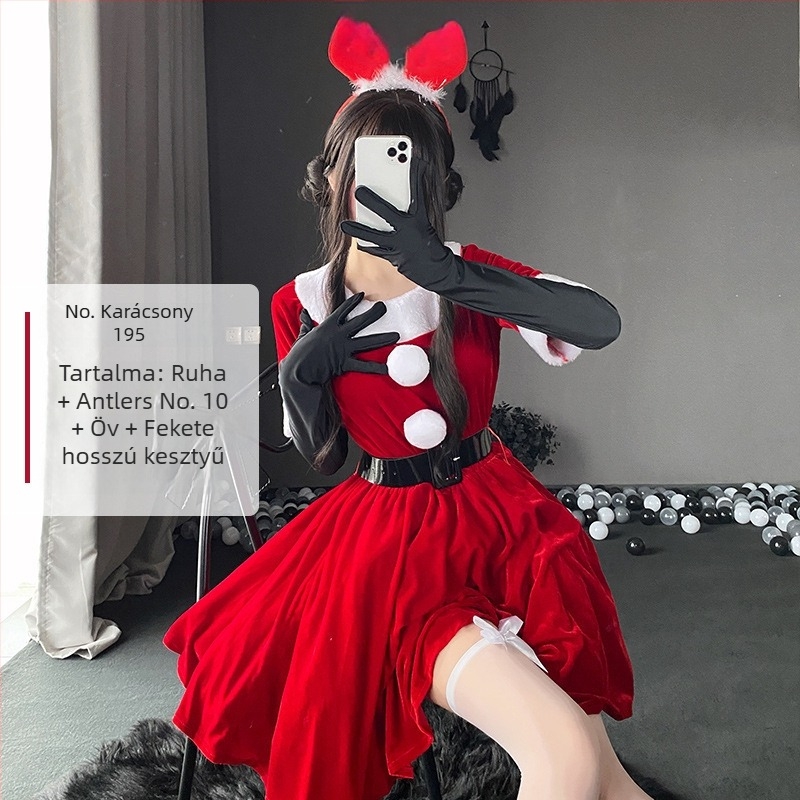 Karácsonyi szexi cseléd egyenruha cosplay színpadi jelmez