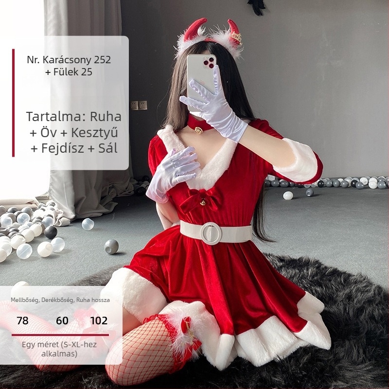 Karácsonyi szexi cseléd egyenruha cosplay színpadi jelmez