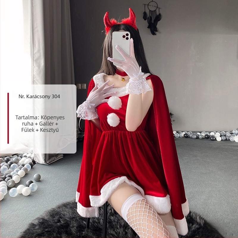 Karácsonyi szexi cseléd egyenruha cosplay színpadi jelmez