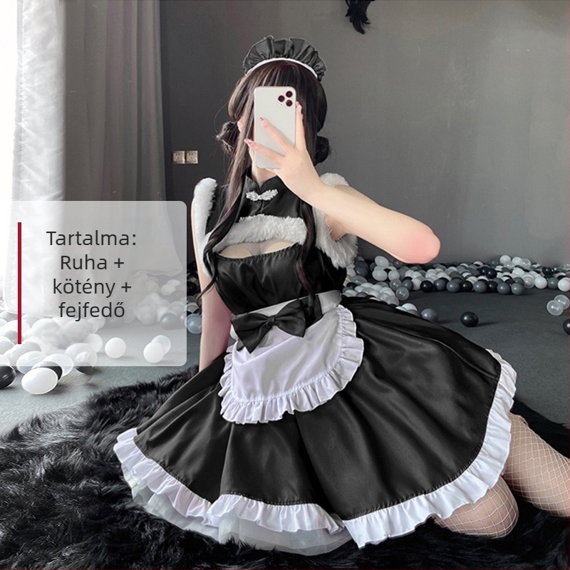 Karácsonyi szexi cseléd egyenruha cosplay színpadi jelmez