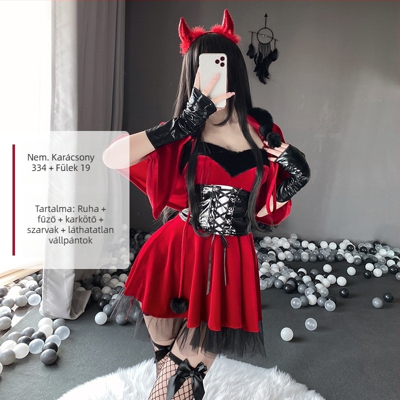 Karácsonyi szexi cseléd egyenruha cosplay színpadi jelmez
