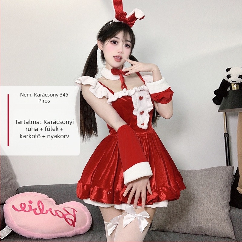 Karácsonyi szexi cseléd egyenruha cosplay színpadi jelmez