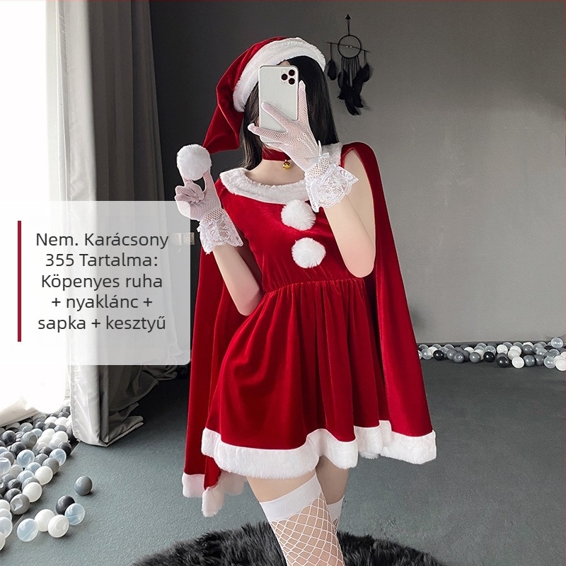 Karácsonyi szexi cseléd egyenruha cosplay színpadi jelmez