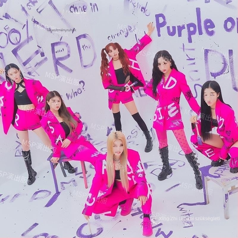 Uniszex tánc előadói szett lánycsoport számára – K-Pop koreai tánc, jazz és hip-hop öltözet