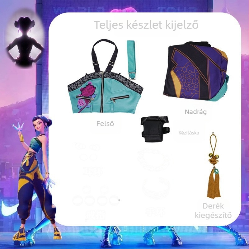 K-Pop sztár Hunter Witch Group cosplay ruhaszett – Rumi Mirazoi karakter, Poliészter + Spandex, színpadi előadásra, Nyár 2025, Női