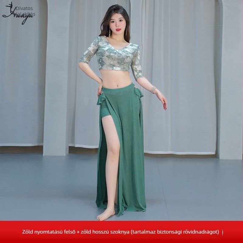 Hasizom-tánc jelmez: nyomtatott hálóanyag, magas elaszticitású imitált brokát, fő anyag Spandex, nőknek