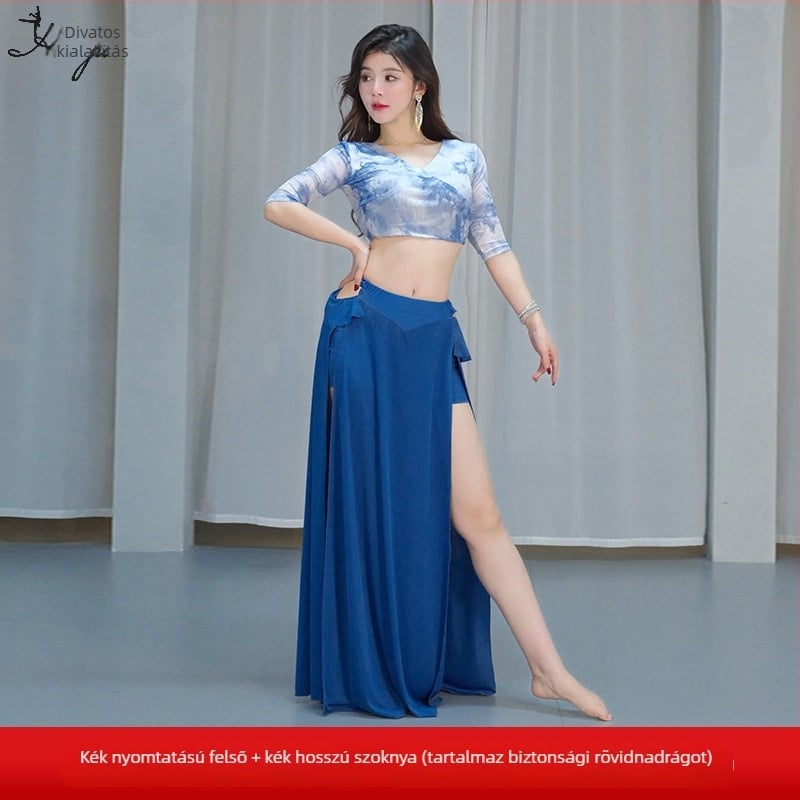 Hasizom-tánc jelmez: nyomtatott hálóanyag, magas elaszticitású imitált brokát, fő anyag Spandex, nőknek