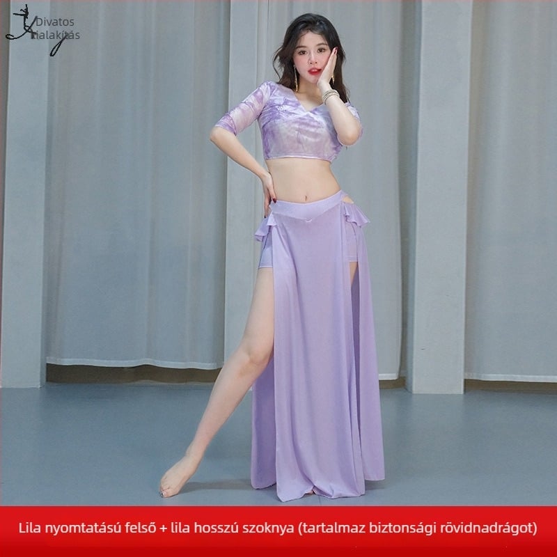 Hasizom-tánc jelmez: nyomtatott hálóanyag, magas elaszticitású imitált brokát, fő anyag Spandex, nőknek