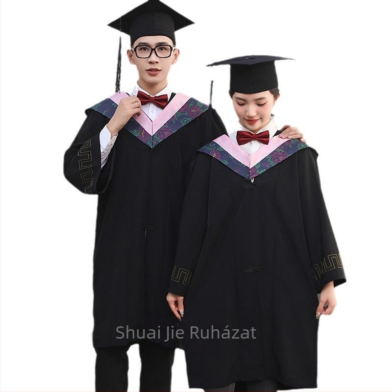 Bakkalaureáti köntös diplomaosztóra, uniszex, egyetemi stílus, tudományokhoz és a humán tudományok területére, előadási ruházat