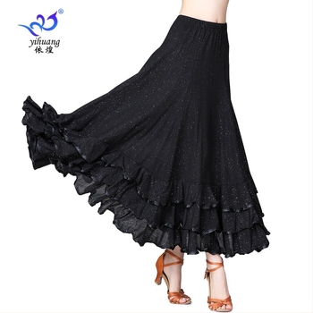 Yihuang flitteres ballroom tánc szoknya valszhoz és modern tánchoz — Poliészter 95% / Spandex 5%