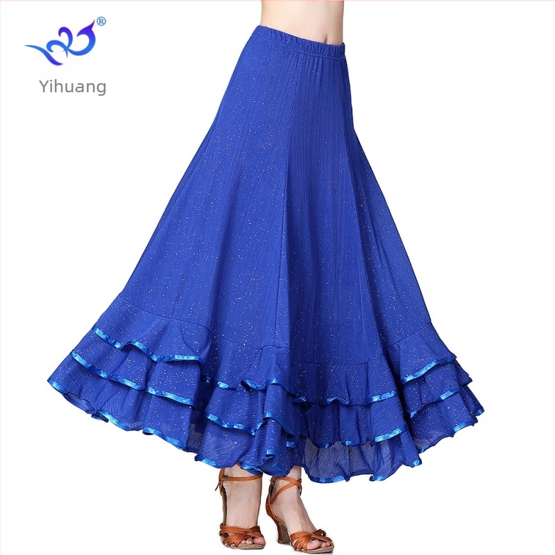 Yihuang flitteres ballroom tánc szoknya valszhoz és modern tánchoz — Poliészter 95% / Spandex 5%